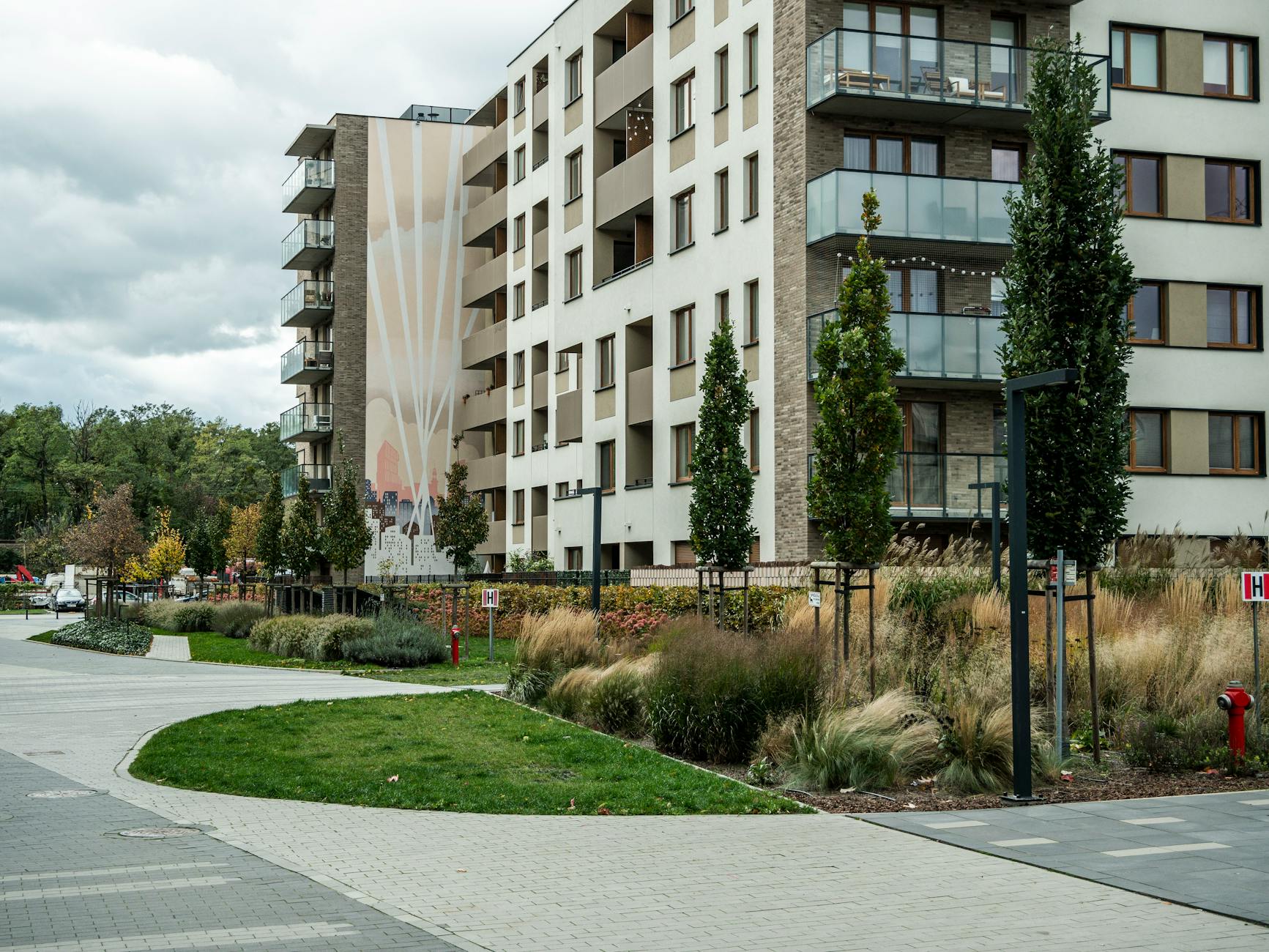 Wizualizacja parku kieszonkowego w mieście Limanowa, pokazująca zieleń i małą architekturę